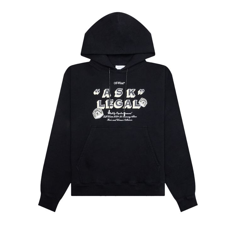 Off White Arrow Ask Legal Skate Hoodie BlackWhite