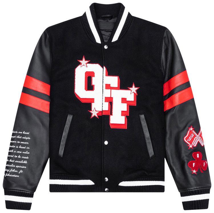 Off White Dices Lea Varsity Jacket BlackWhite