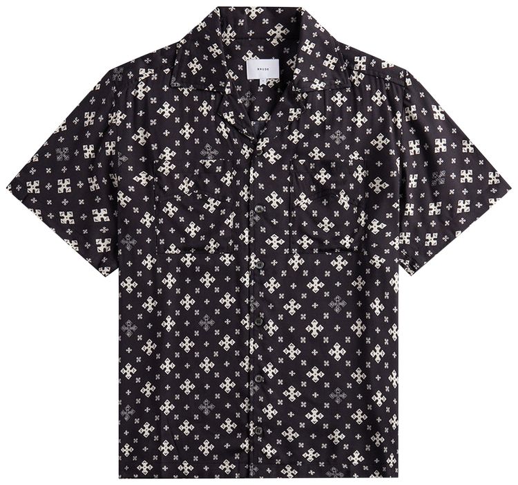 Rhude Cross Bandana Rayon Shirt BlackWhite