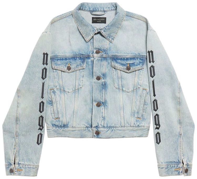 Balenciaga No Logo Denim Jacket Iced Blue