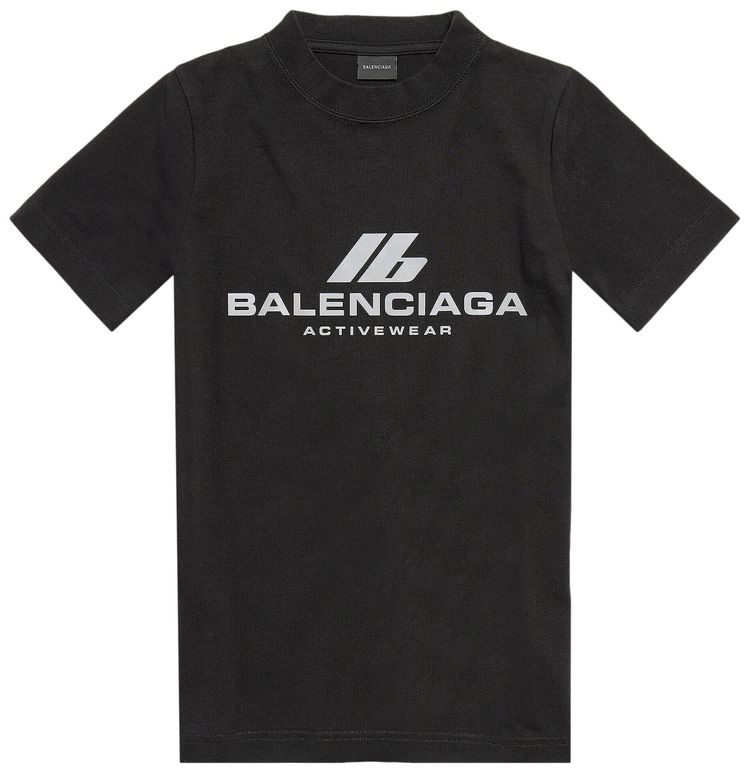 Balenciaga Activewear Fitted T Shirt Faded Black