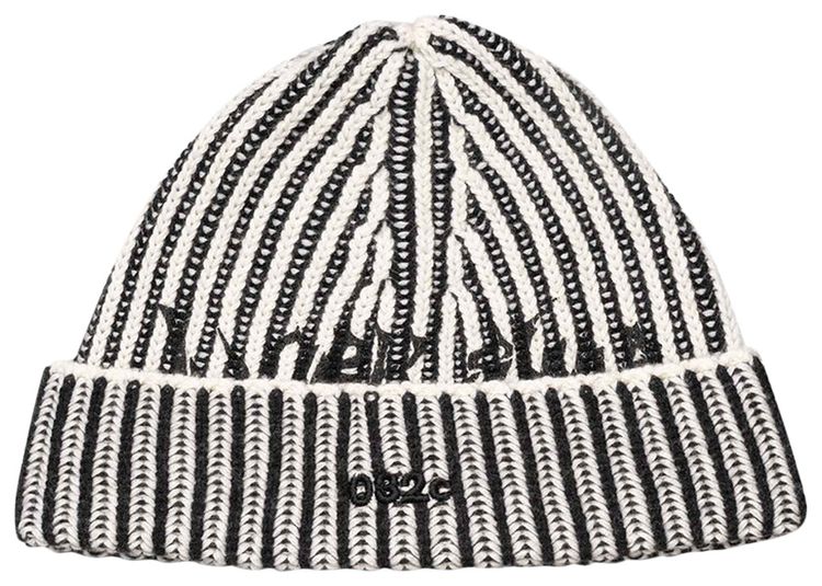 032C Crusader Rib Beanie BlackWhite