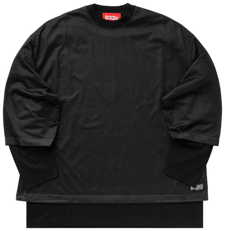 032C Game Layered Mesh Long Sleeve Washed Black