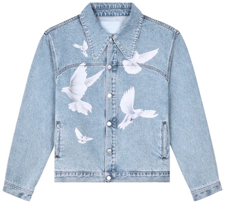 3PARADIS Freedom Doves Denim Trucker Jacket Washed Blue