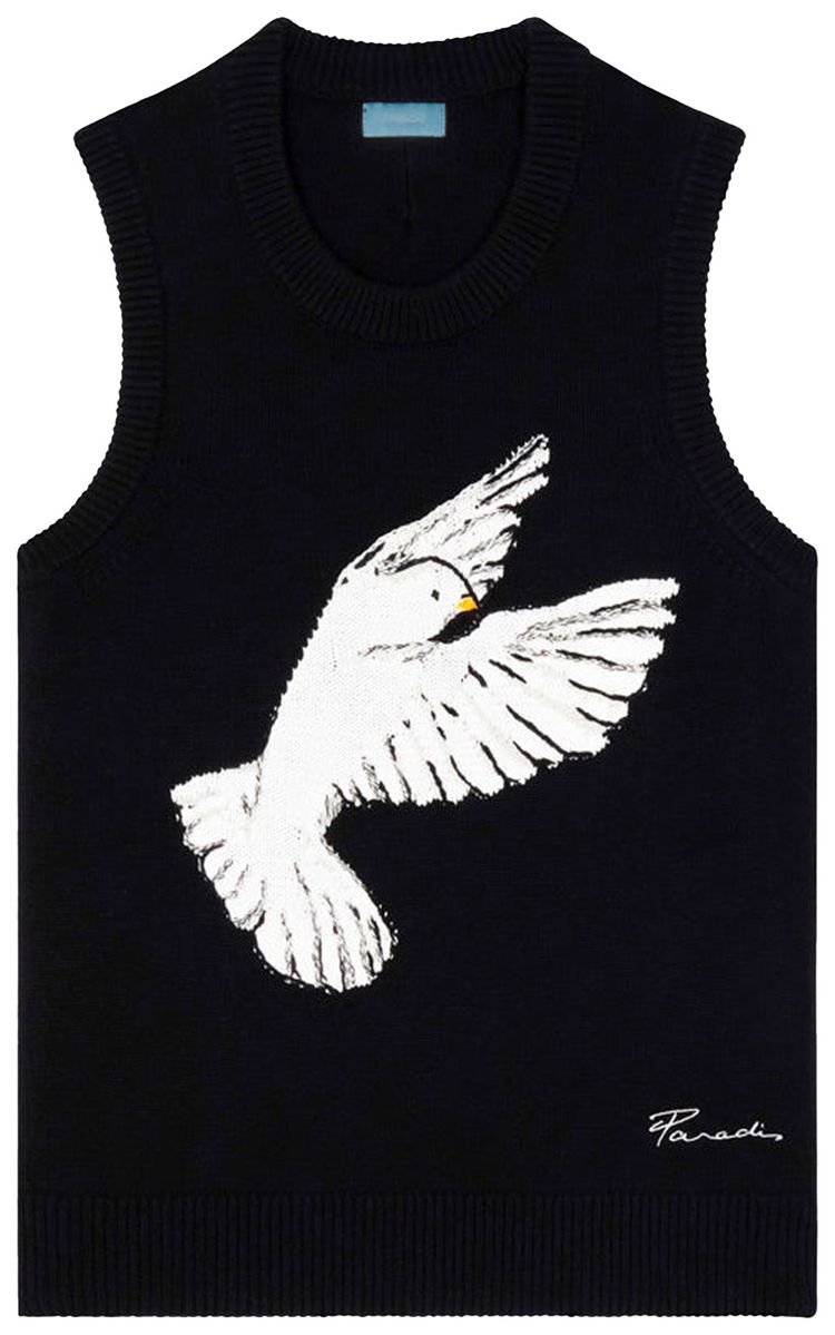 3PARADIS Dove Intarsia Knit Vest Black