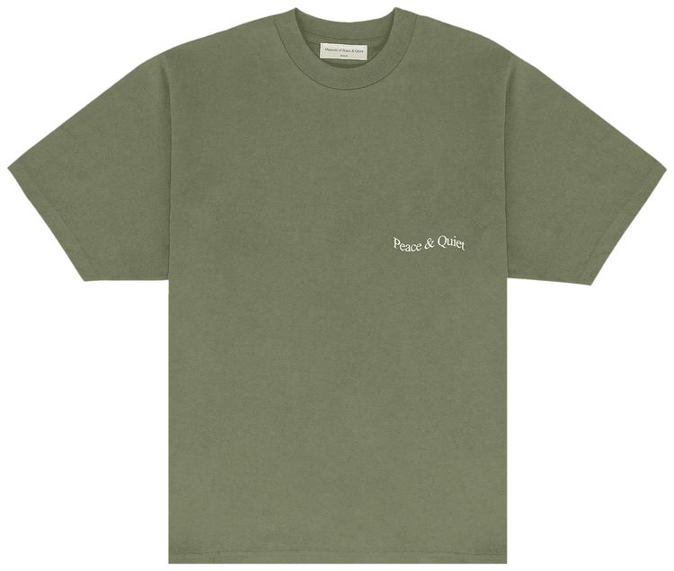 Museum of Peace  Quiet Wordmark T Shirt Olive