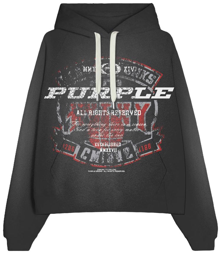 PURPLE BRAND Fleece Pullover Hoodie Black