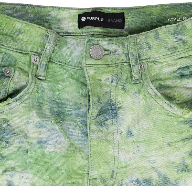 PURPLE BRAND Bleached Tie Dye Jacquard Monogram Shorts Green