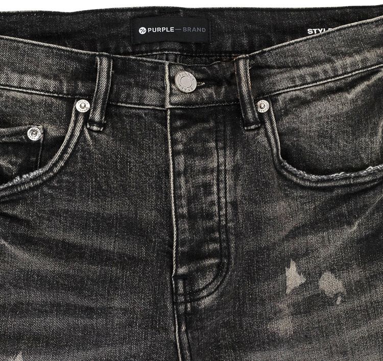 PURPLE BRAND Vintage Acid Bleach Skinny Jeans Black