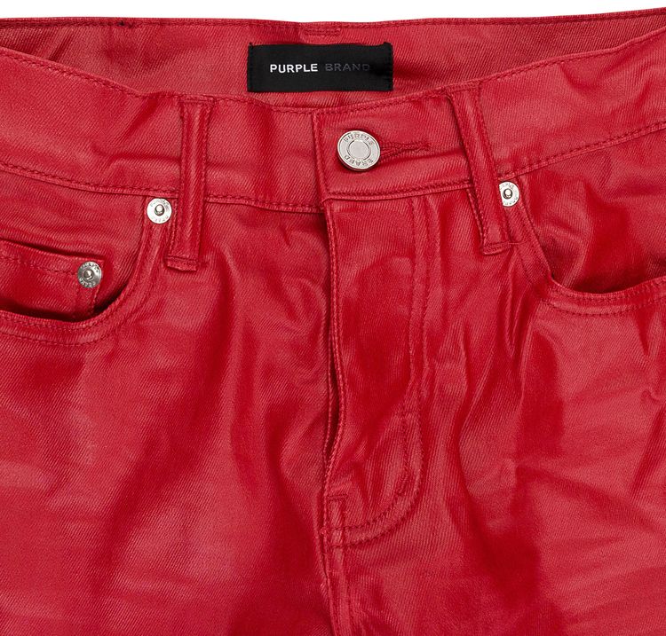 PURPLE BRAND Patent Film Cargo Flare Skinny Jeans Red