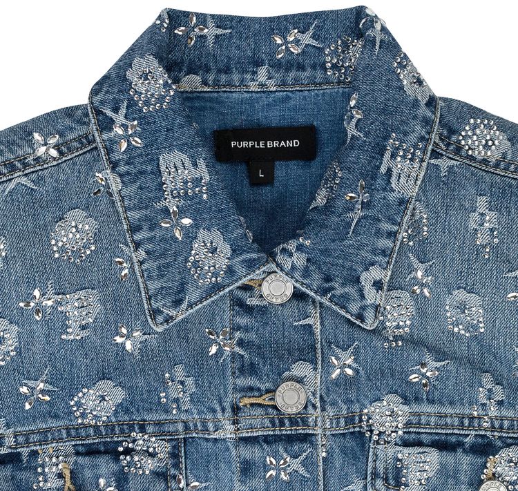 PURPLE BRAND Crop Denim Jackets Mid Indigo