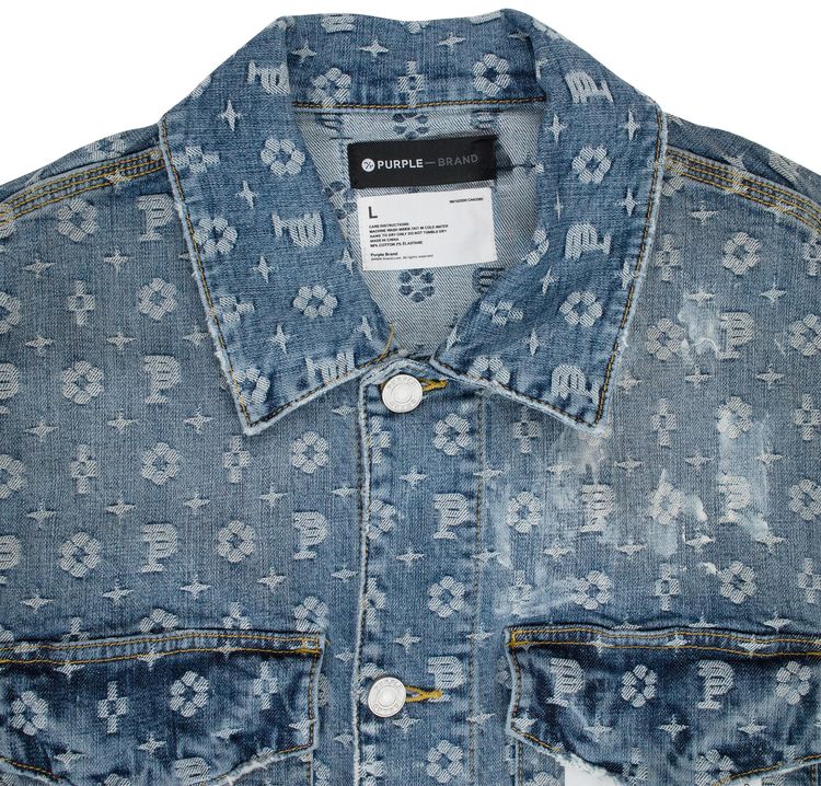 PURPLE BRAND Jacquard Monogram Denim Jackets Indigo