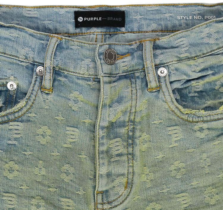 PURPLE BRAND Jacquard Monogram Skinny Jeans Indigo