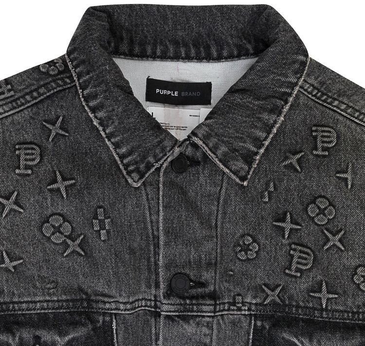 PURPLE BRAND Embossed Denim Jacket Black