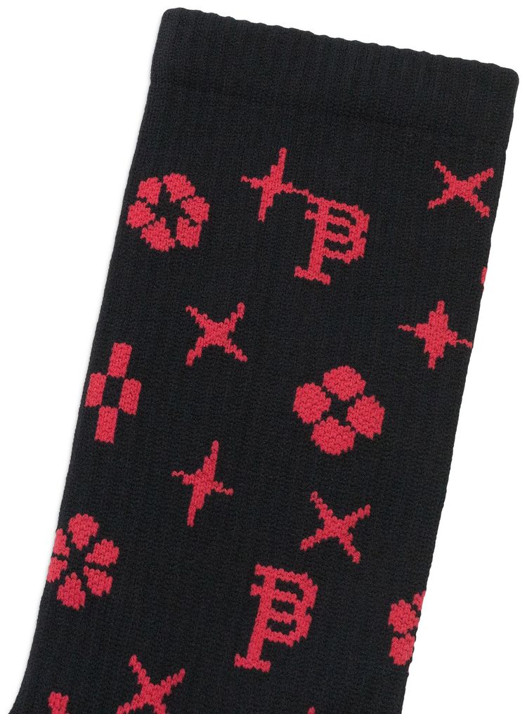 PURPLE BRAND Monogram Crew Socks Black