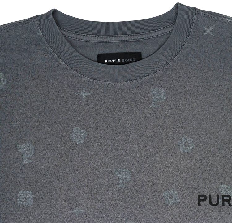 PURPLE BRAND Textured Jersey Short Sleeve Tee Charcoal