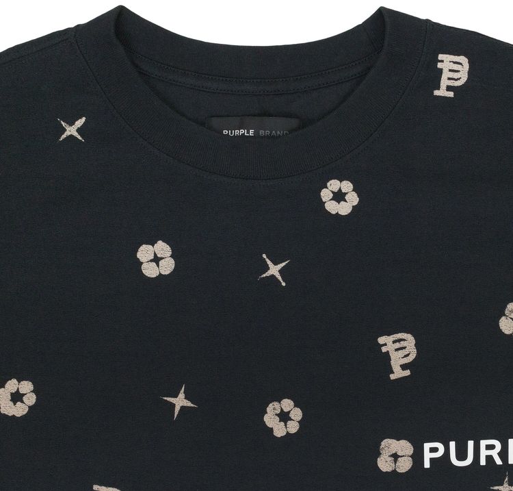 PURPLE BRAND Textured Jersey Short Sleeve Tee Black