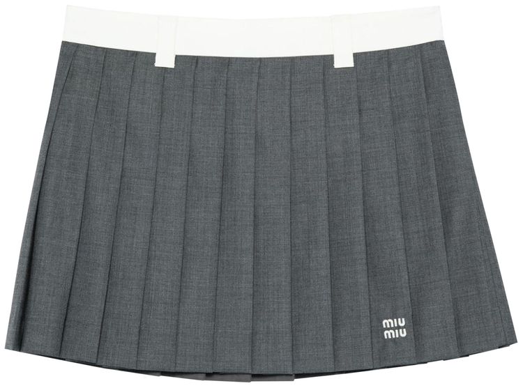 Miu Miu Pleated Mini Skirt Grey
