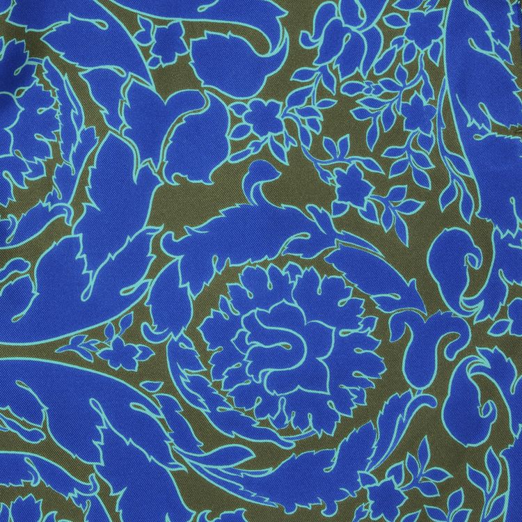 Versace Baroque Print Silk Shorts KhakiBlue
