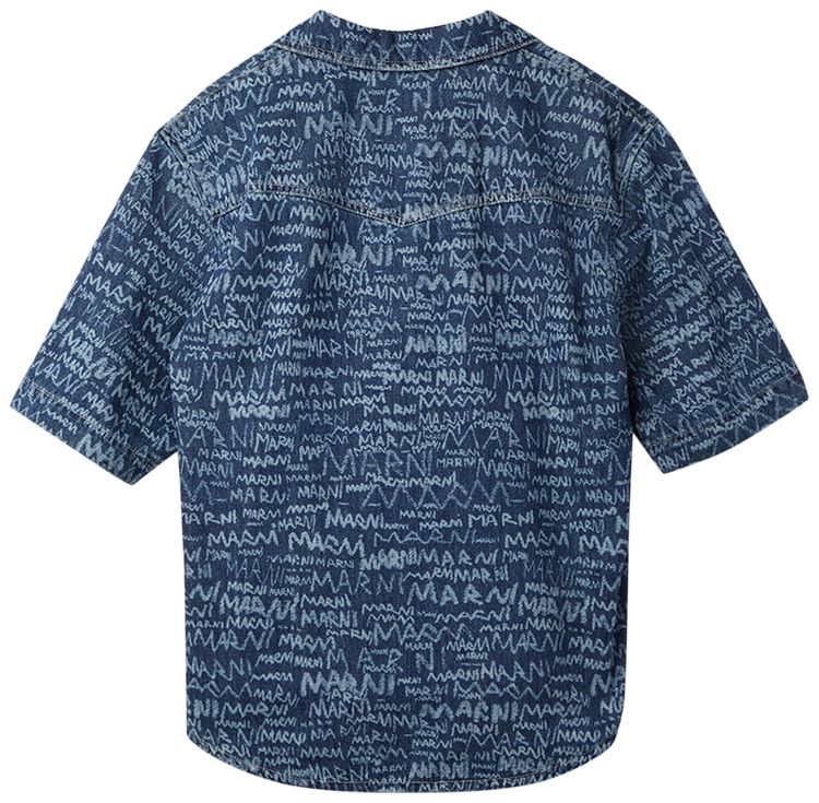 Marni Pencil Logo Western Shirt Blue Kyanite