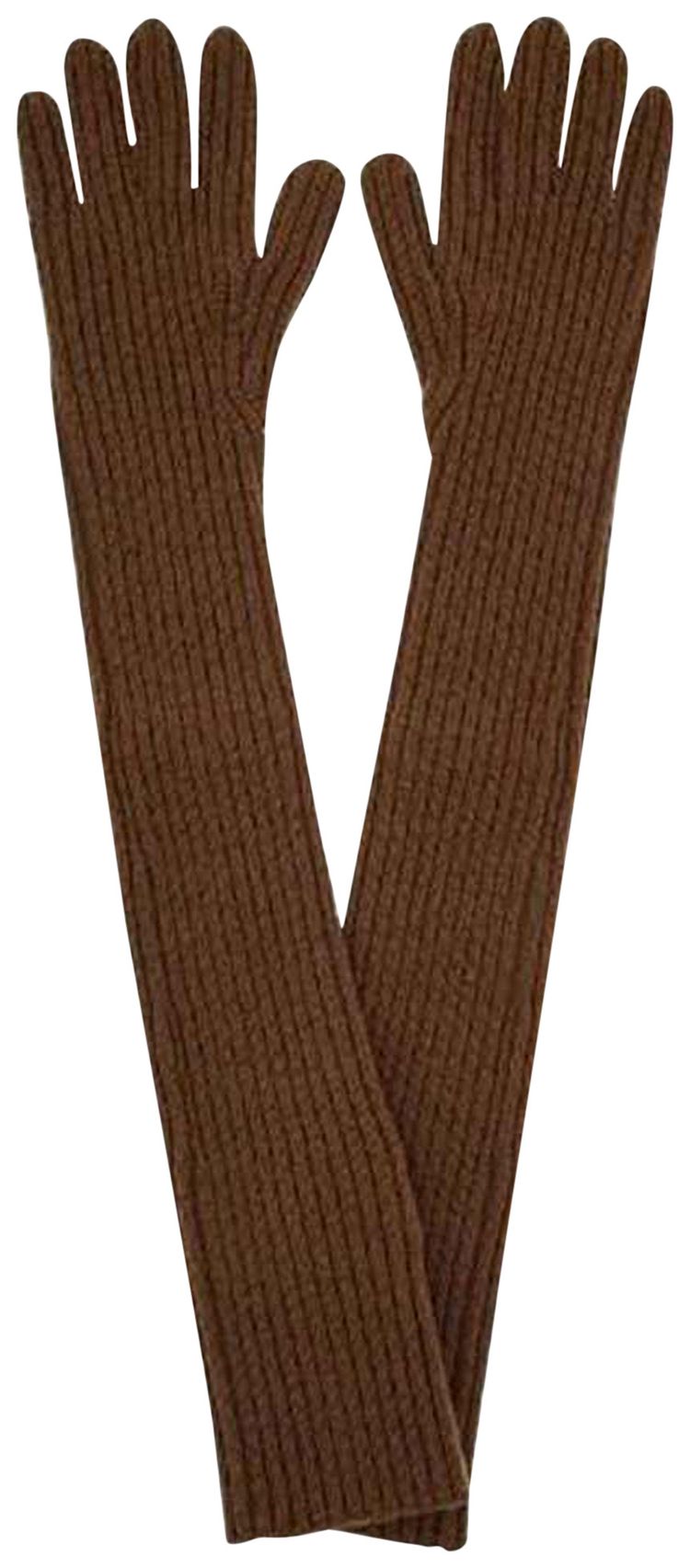 Dries Van Noten Long Wool Gloves Brown