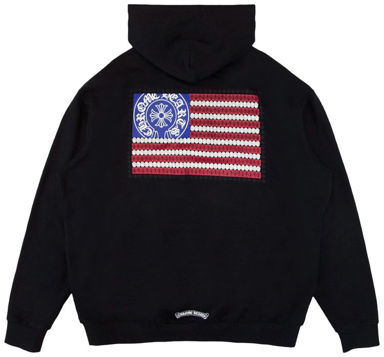 Chrome Hearts American Flag Horseshoe Hoodie BlackWhiteMulticolor