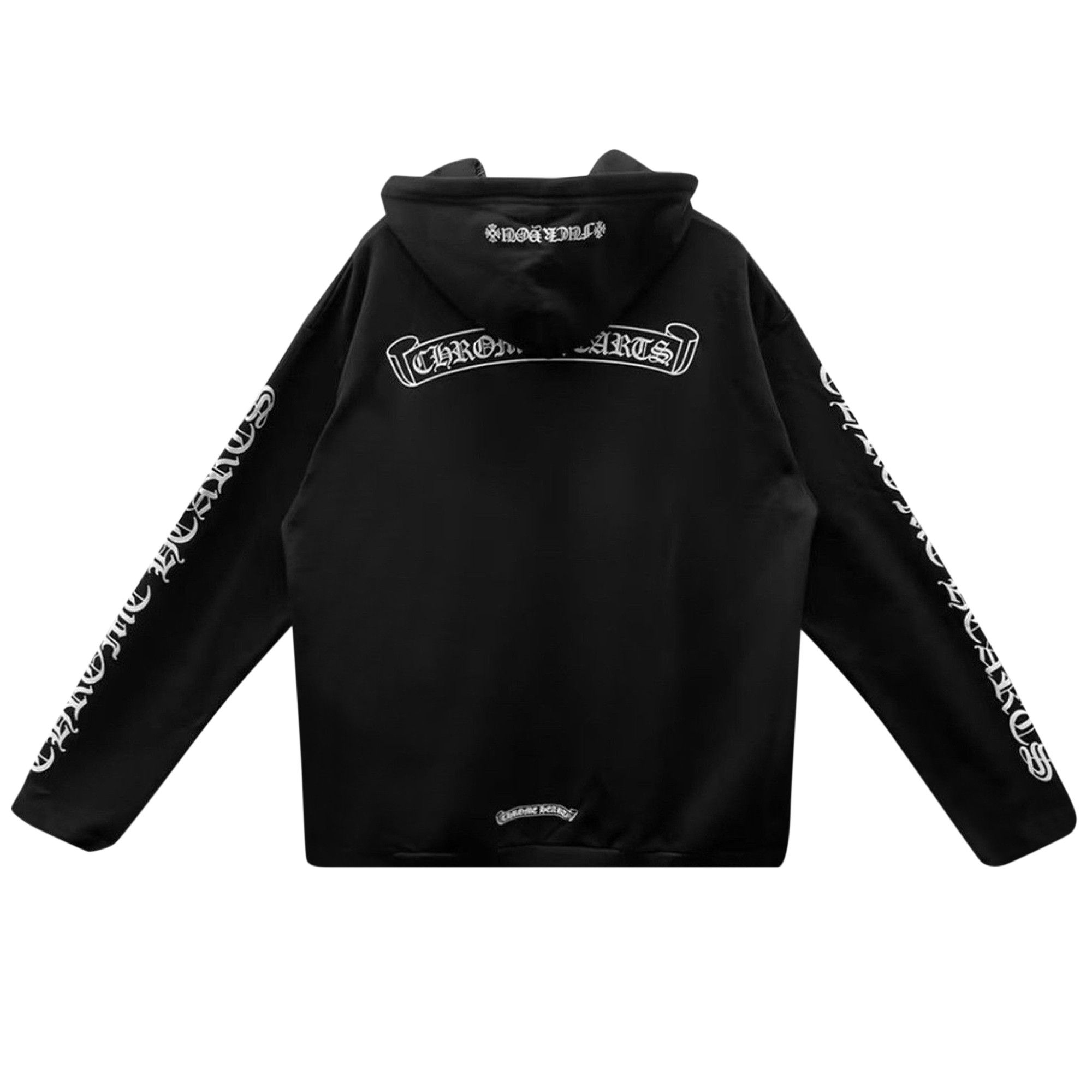 Buy Chrome Hearts Scroll Logo Zip Up Hoodie 'Black' - 01383