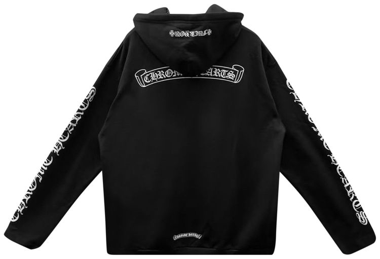 Chrome Hearts Scroll Logo Zip Up Hoodie Black