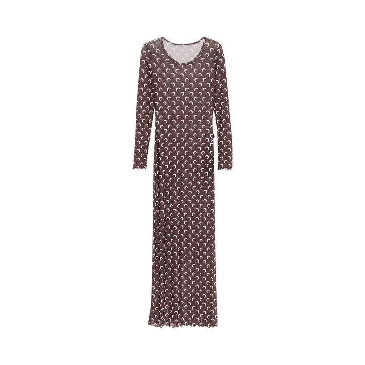 Marine Serre Recycled Moon Mesh Long Dress Brown