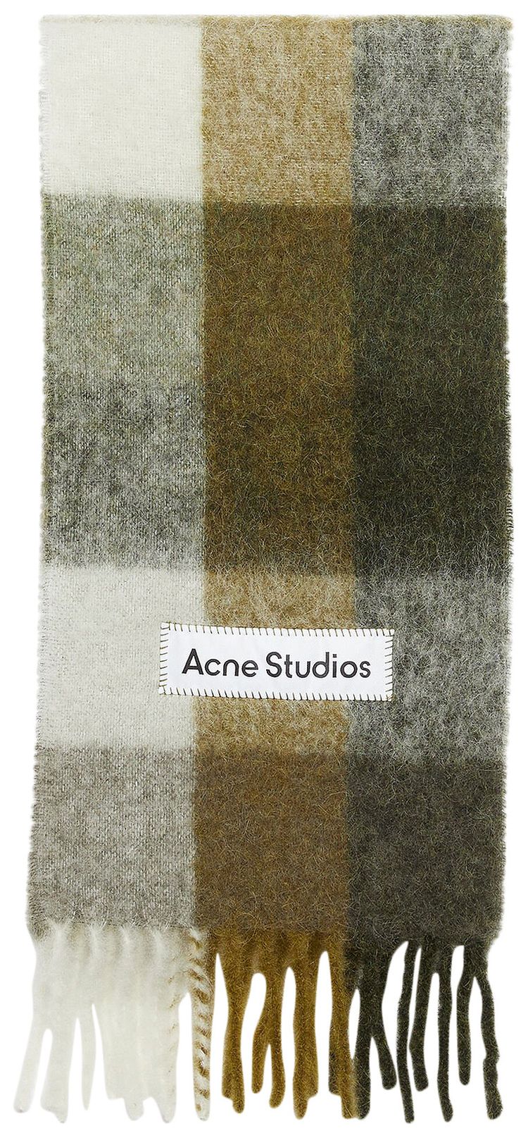 Acne Studios Mohair Checked Scarf TaupeGreenBlack
