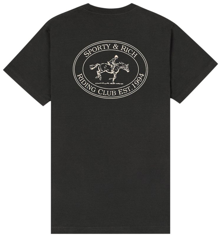 Sporty  Rich Riding Club T Shirt Faded Black