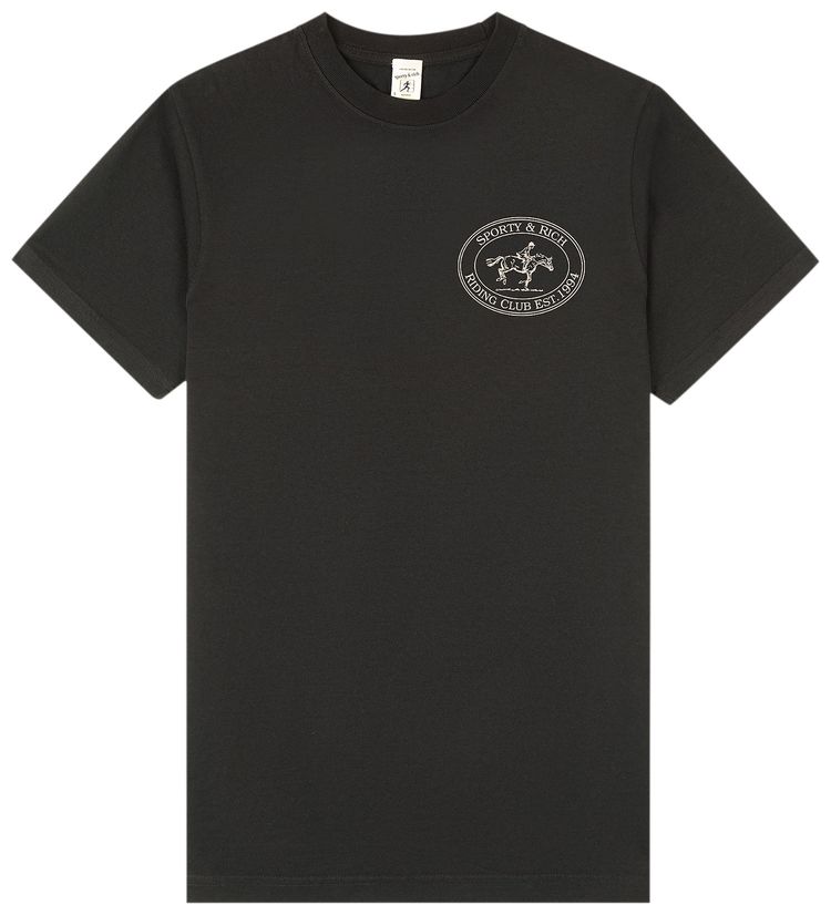 Sporty  Rich Riding Club T Shirt Faded Black