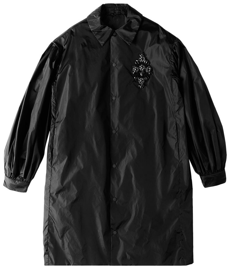 Simone Rocha Embellished Long Puff Sleeve Utility Coat BlackJet