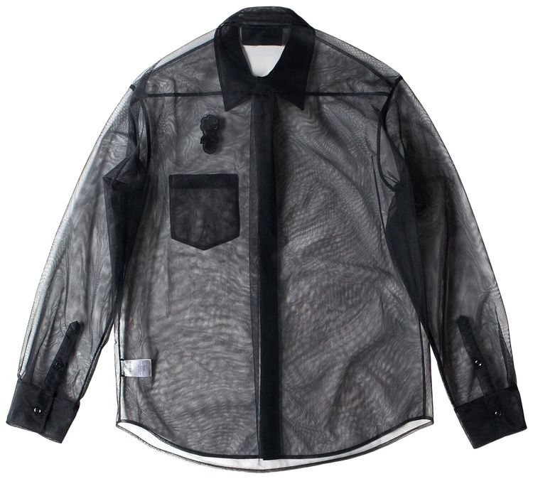 Simone Rocha Sheer Classic Fit Shirt Black