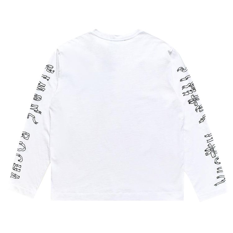 Simone Rocha Ribbon Logo Long Sleeve T Shirt WhiteBlack