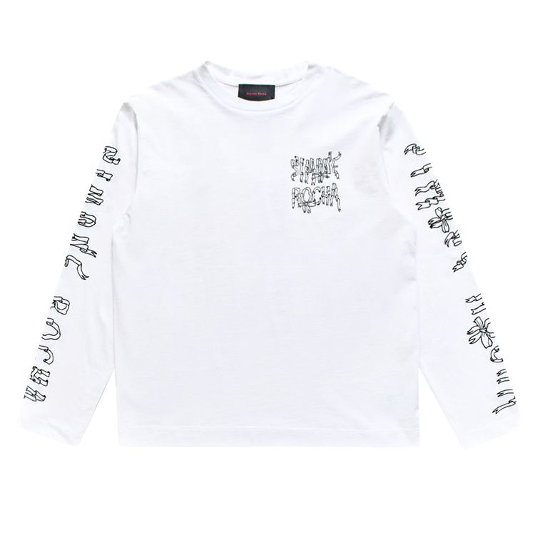Simone Rocha Ribbon Logo Long Sleeve T Shirt WhiteBlack