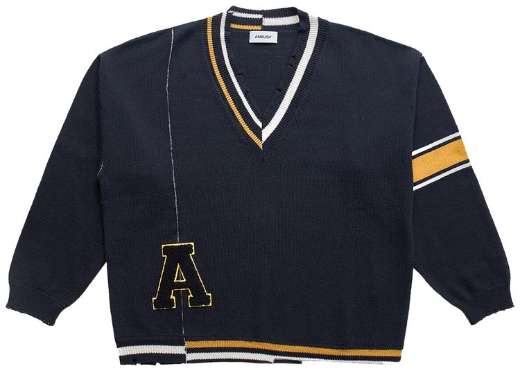 Ambush Sports Destroyed Rib Knit Sweater Blue