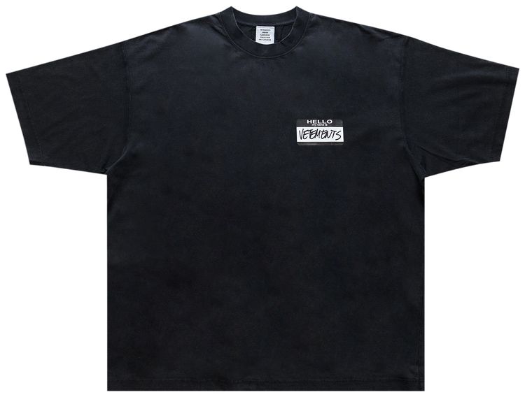 Vetements Hello My Name Is Vetements T Shirt Black