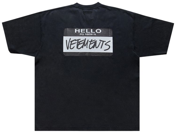 Vetements Hello My Name Is Vetements T Shirt Black