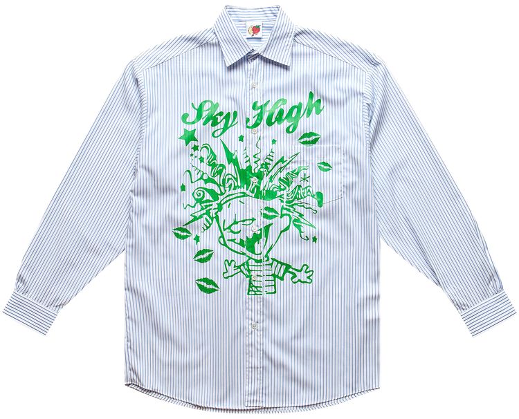 Sky High Farm Workwear Mindblown Print Button Shirt Blue