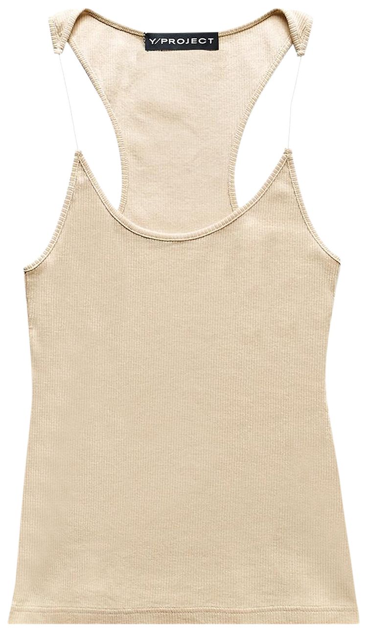 YProject Invisible Strap Tank Top Sand