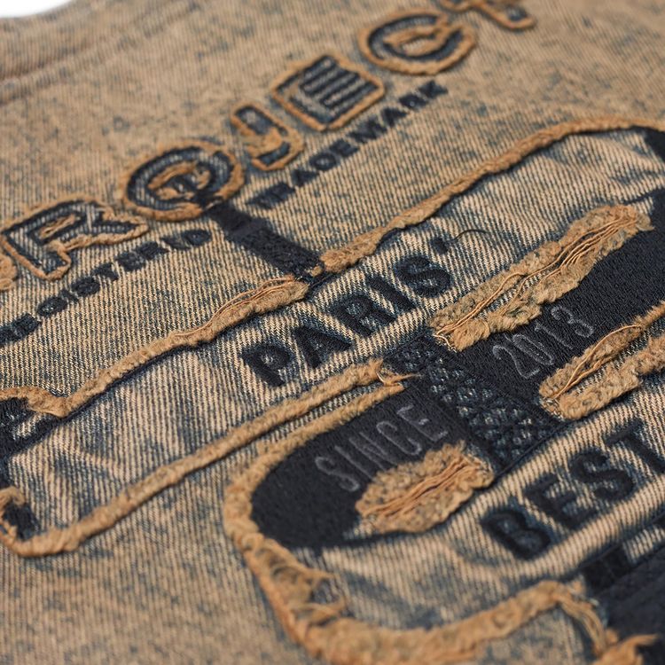 YProject Paris Best Distressed Denim Tote Bag Beige