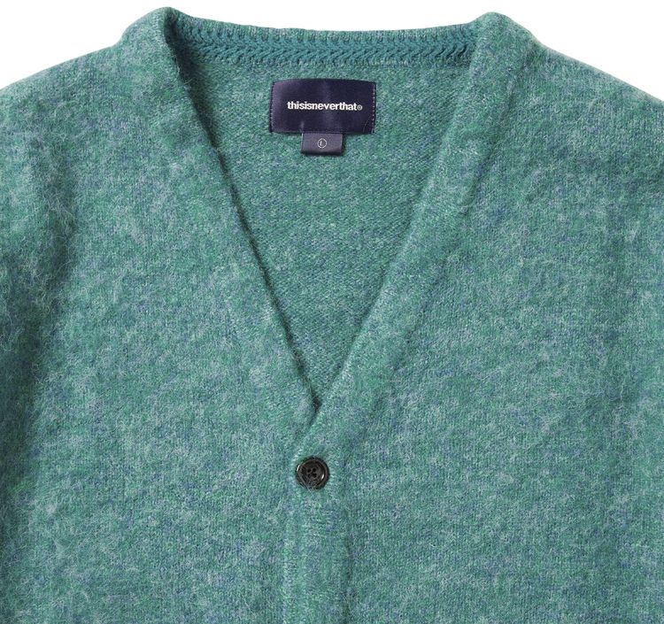 thisisneverthat Hairy Knit Cardigan Green