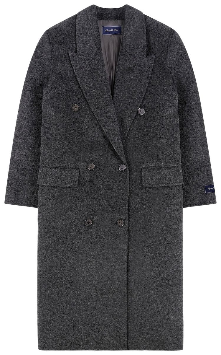 Sporty  Rich Double Faced DB Cashmere Coat Anthracite