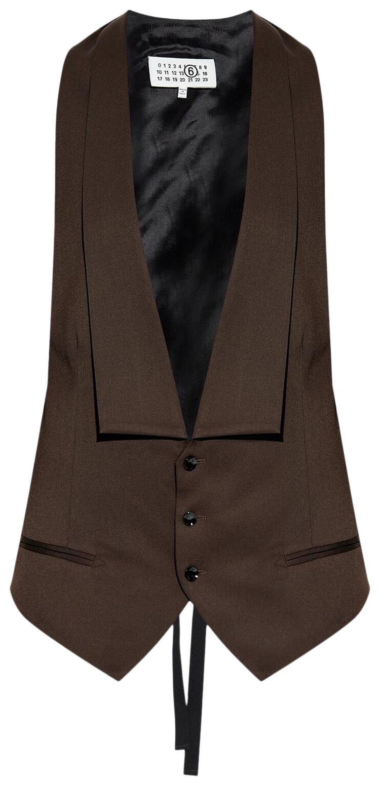 MM6 Maison Margiela Panelled Belted Waistcoat Brown