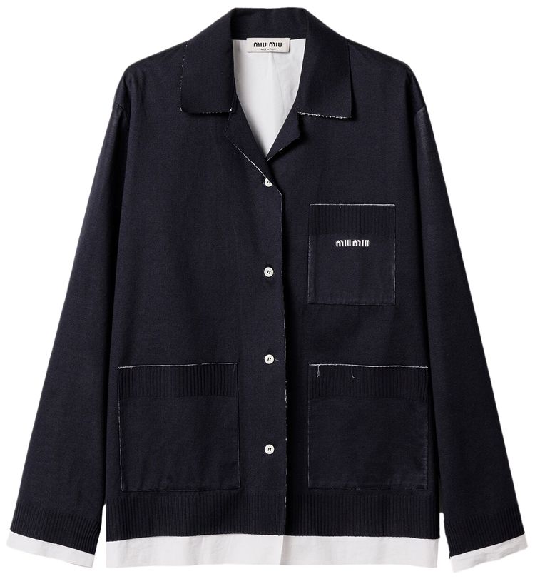 Miu Miu Camicie Maglia Popeline Shirt BlueWhite