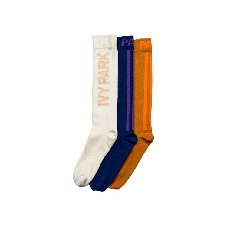 adidas x Ivy Park Crew Socks 3 Pack Focus OrangeWild PineCream White