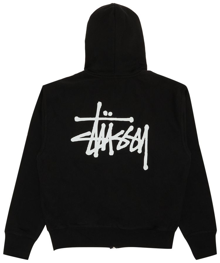 Stussy Basic Logo Zip Up Hoodie Black