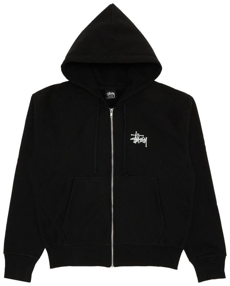 Stussy Basic Logo Zip Up Hoodie Black