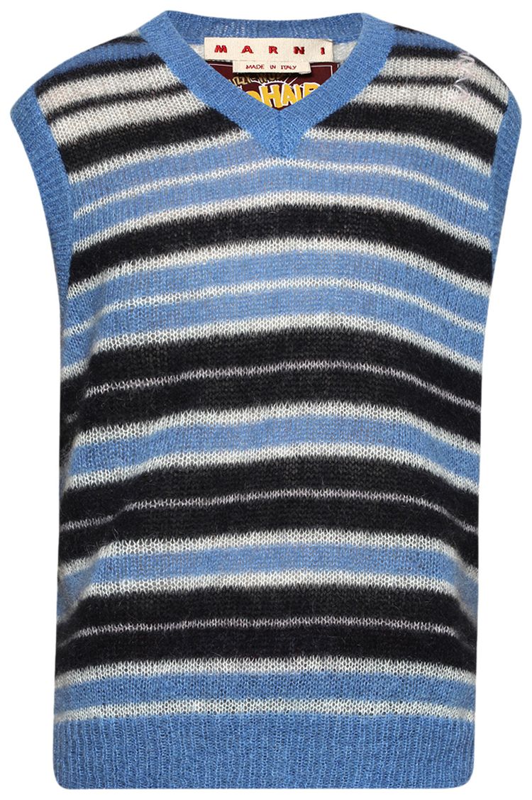 Marni Brushed Mohair Stripe Gilet BlueLilac